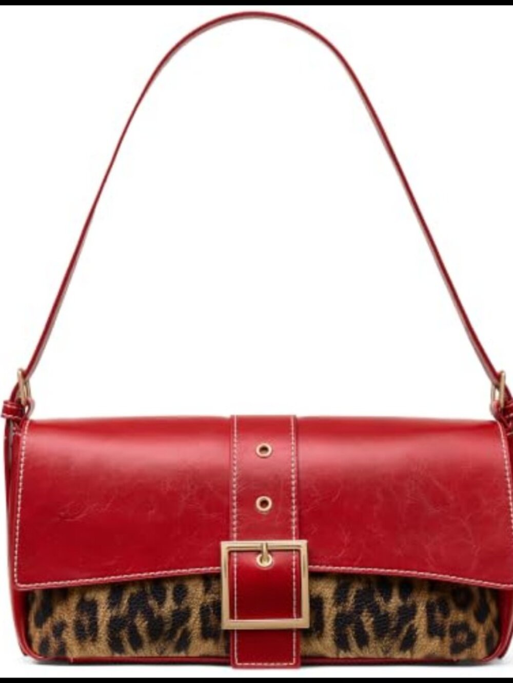 Wax Leather Shoulder Bag Small Crossbody Purse with Two Straps